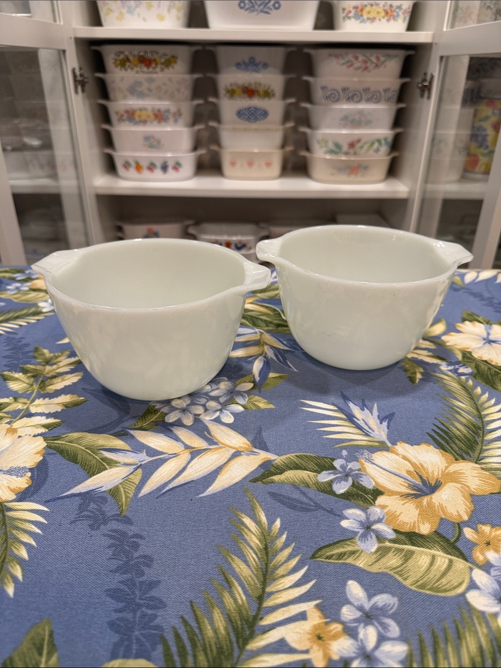 Classic White Milk Glass Prep Bowls — Pair